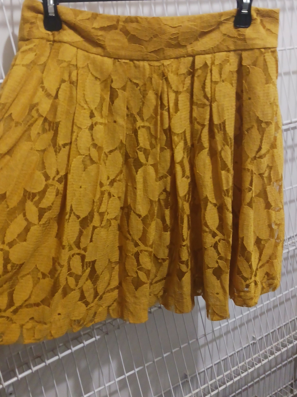 LOFT Mustard Yellow Lace Circle Skirt